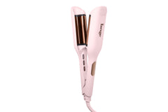 L'ANGE HAIR SculptWaver deep wave with three barrels for dimensional texture.