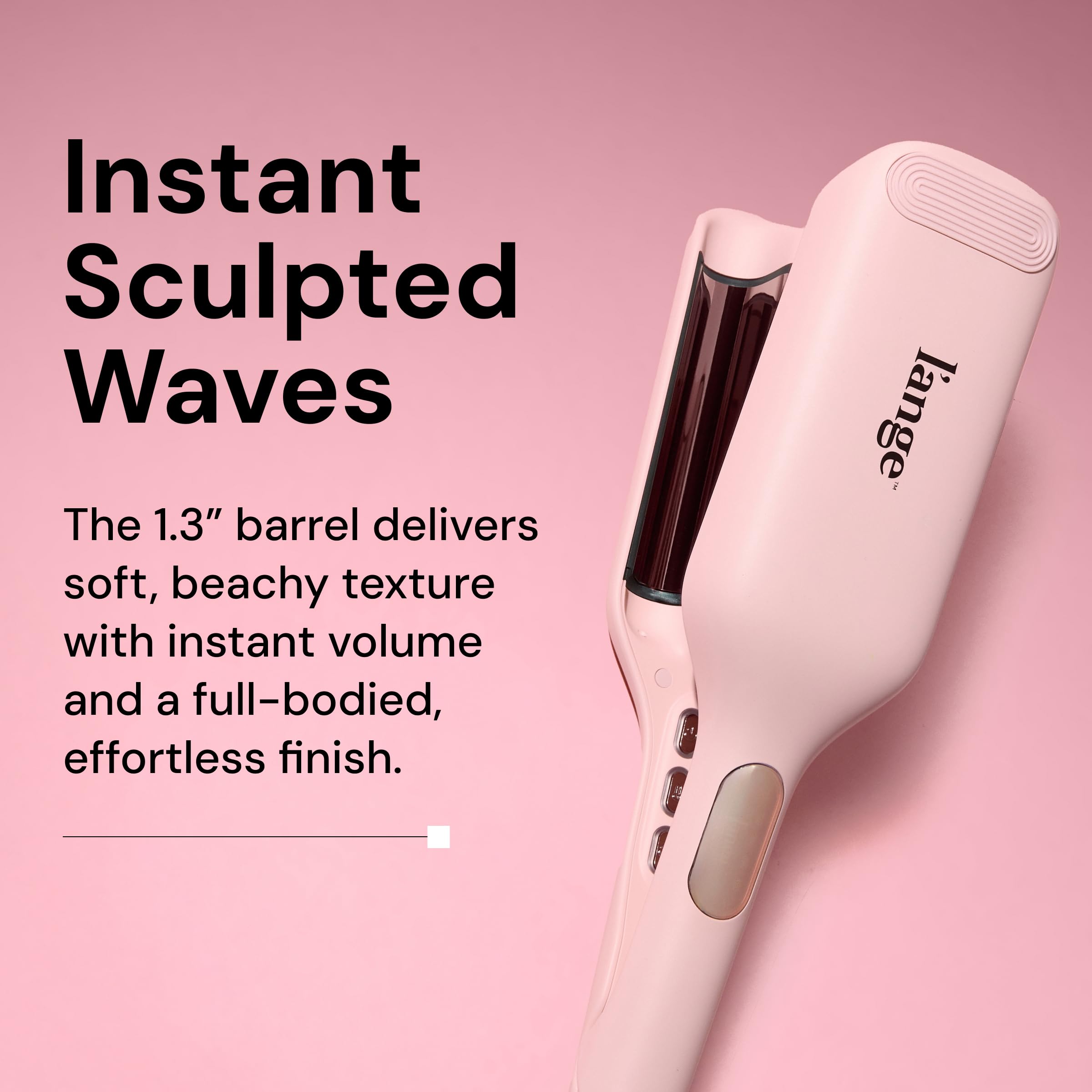 L'ANGE HAIR SculptWaver in use demonstrates easy clamp for frustration-free styling.