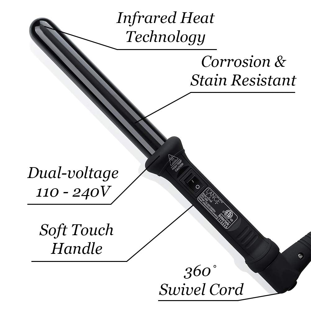 L'ANGE HAIR Tourmaline ceramic barrel for silky, frizz-free styling.