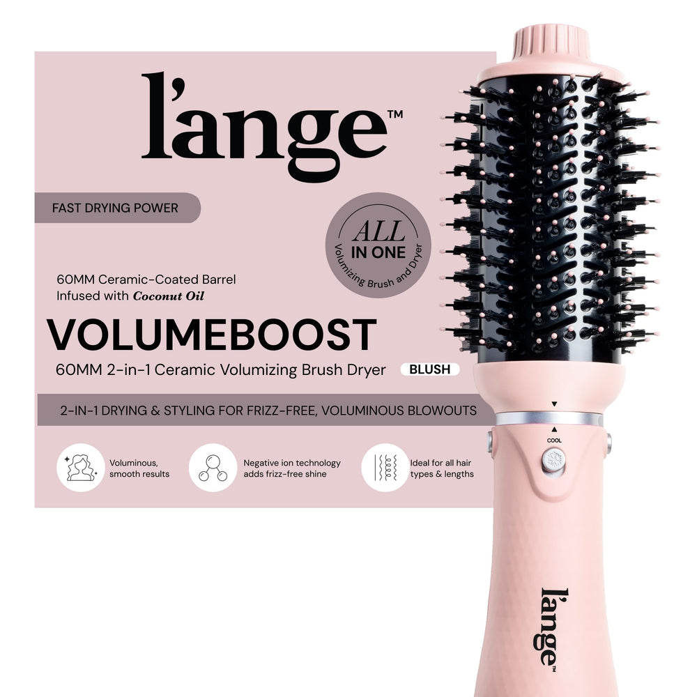 L'ANGE HAIR VolumeBoost 60mm ceramic-barrel for smooth, voluminous styling.