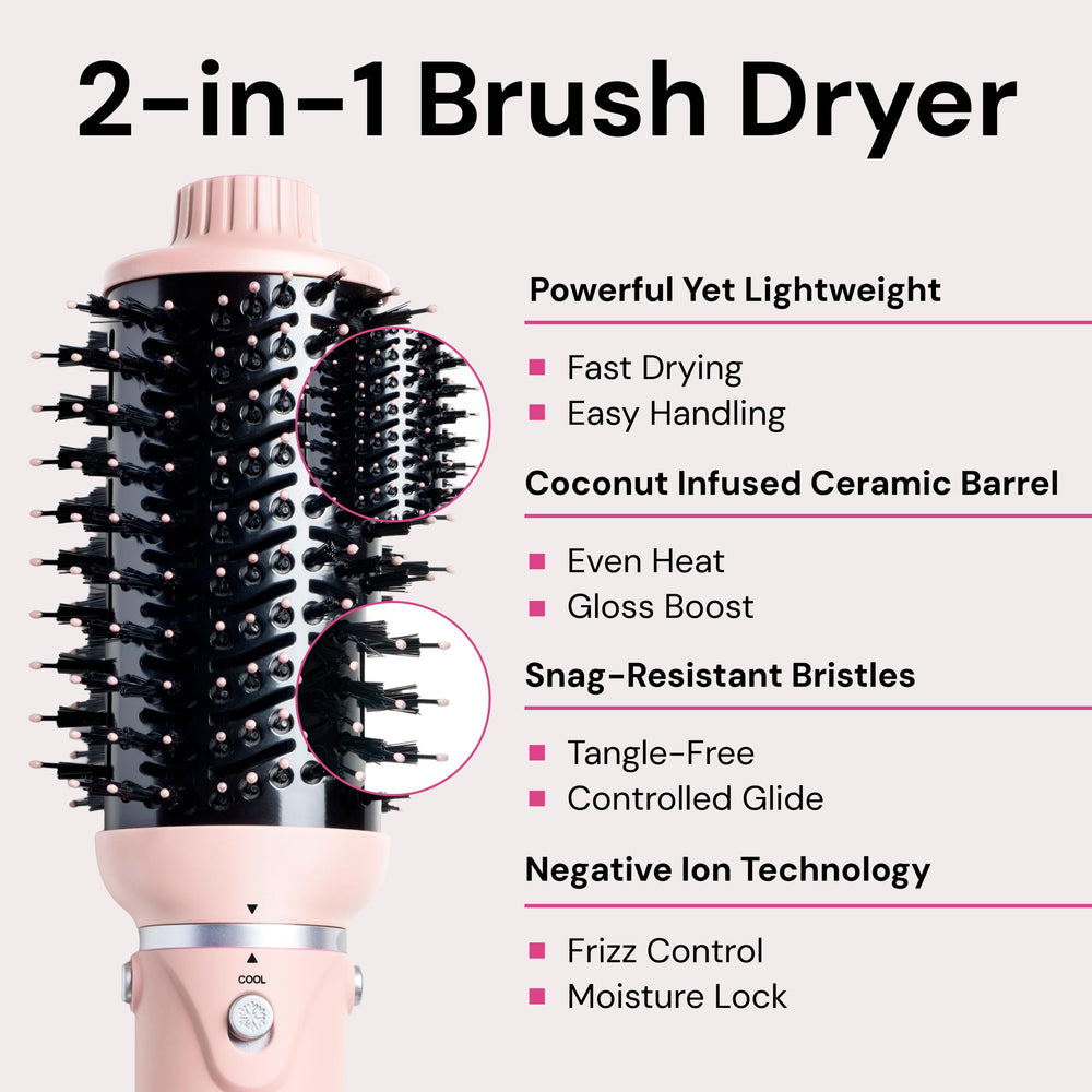 L'ANGE HAIR VolumeBoost negative-ion technology minimizes frizz.