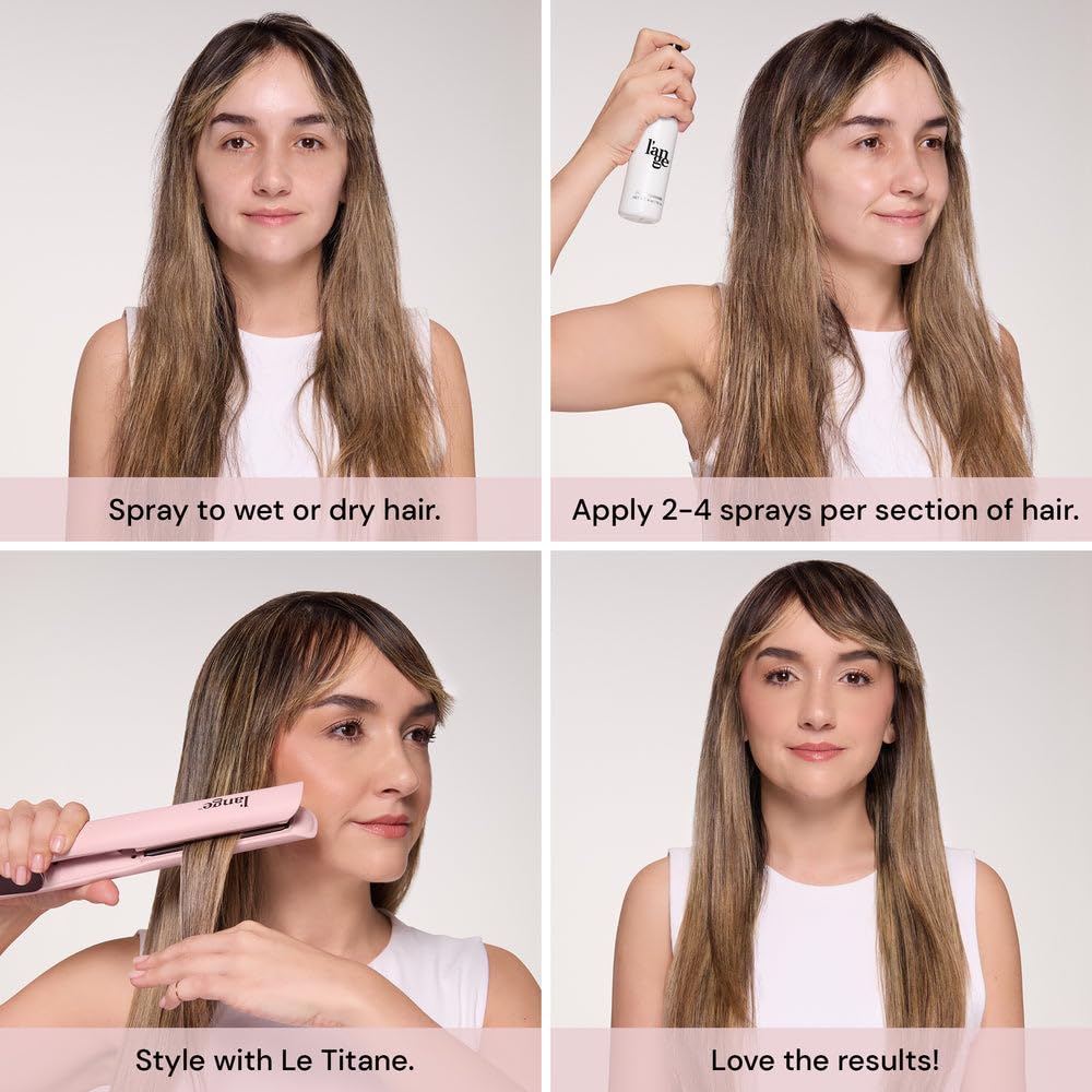 Glass-like shine on hair achieved with L'ANGE HAIR Thermal Agent