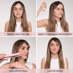 Glass-like shine on hair achieved with L'ANGE HAIR Thermal Agent