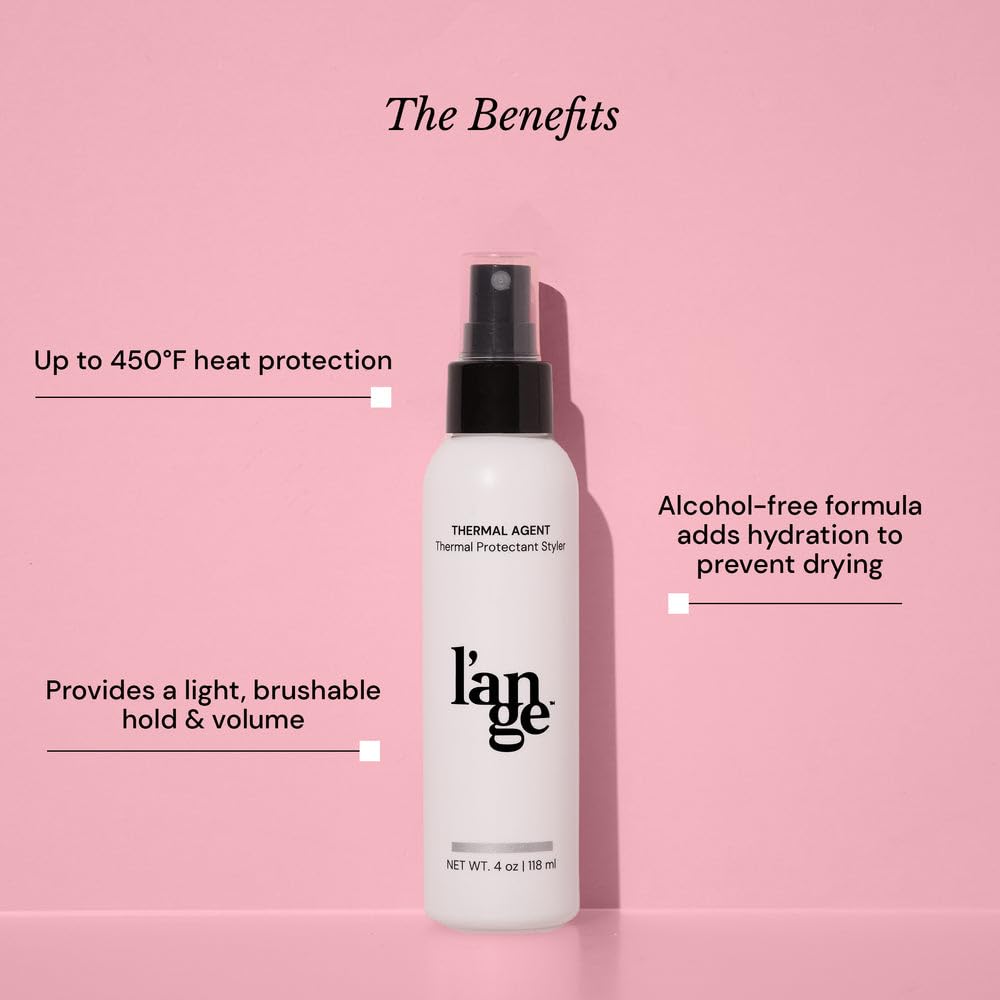 Even spray mist from L'ANGE HAIR Thermal Agent demonstrates frizz control and shine
