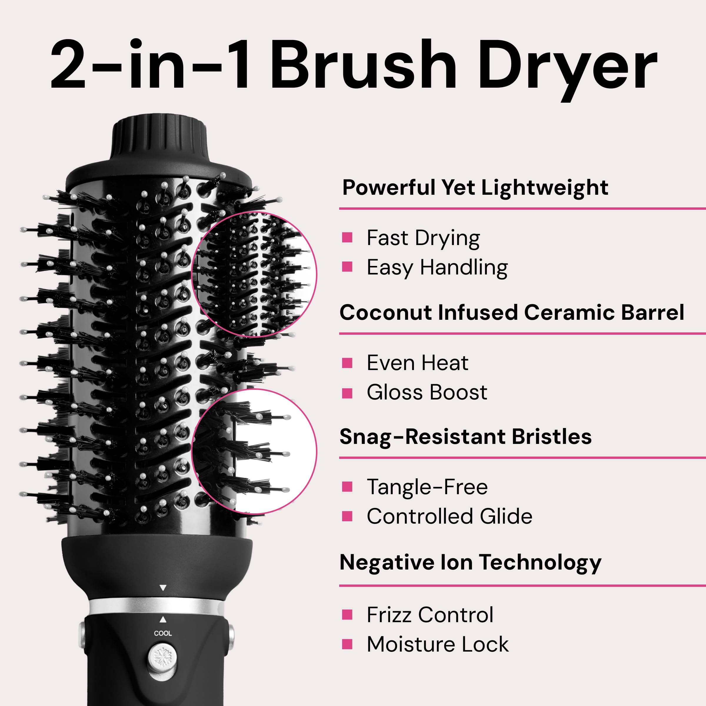 L'ANGE HAIR VolumeBoost frizz control supports a sleek, polished look.