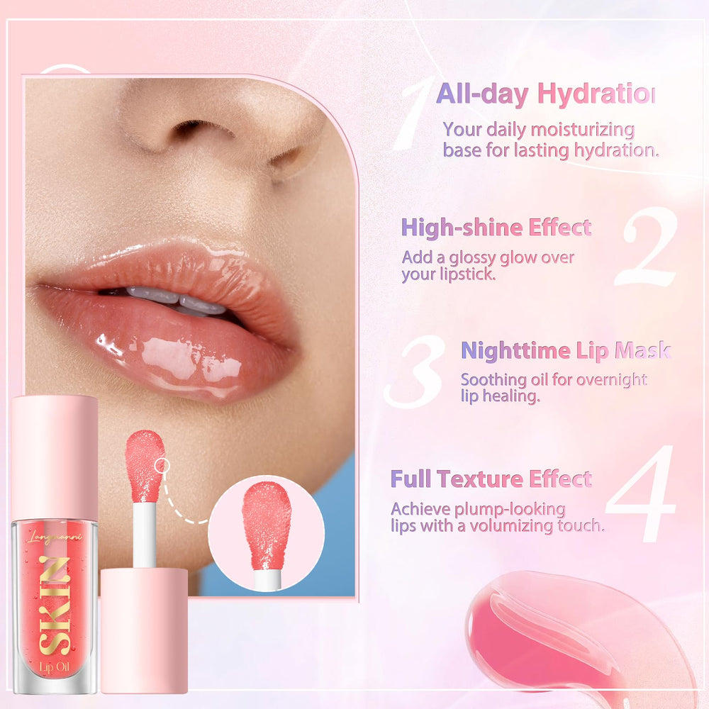 Langmanni Aceite Labial Textura No Pegajosa, sensación ligera todo el dia.