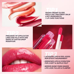 LANGMANNI brillo labial tono coral brillante, aspecto fresco para verano.