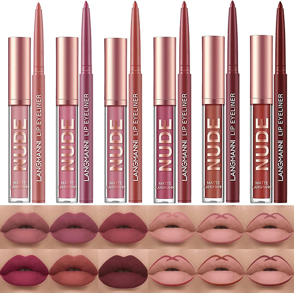 Langmanni labios mate: conjunto de labiales resistente al desvanecimiento para color duradero
