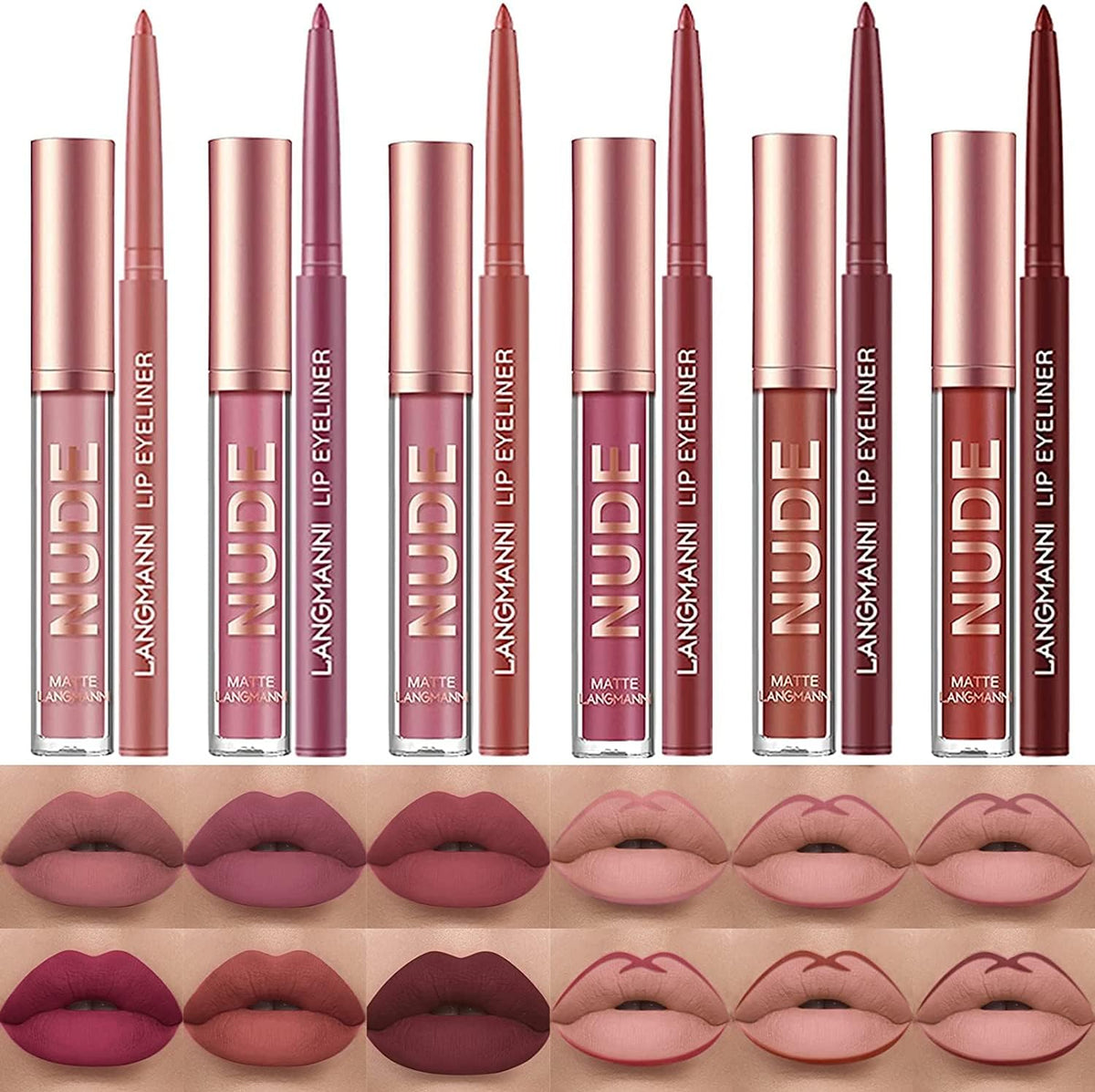 Langmanni labios mate: conjunto de labiales resistente al desvanecimiento para color duradero