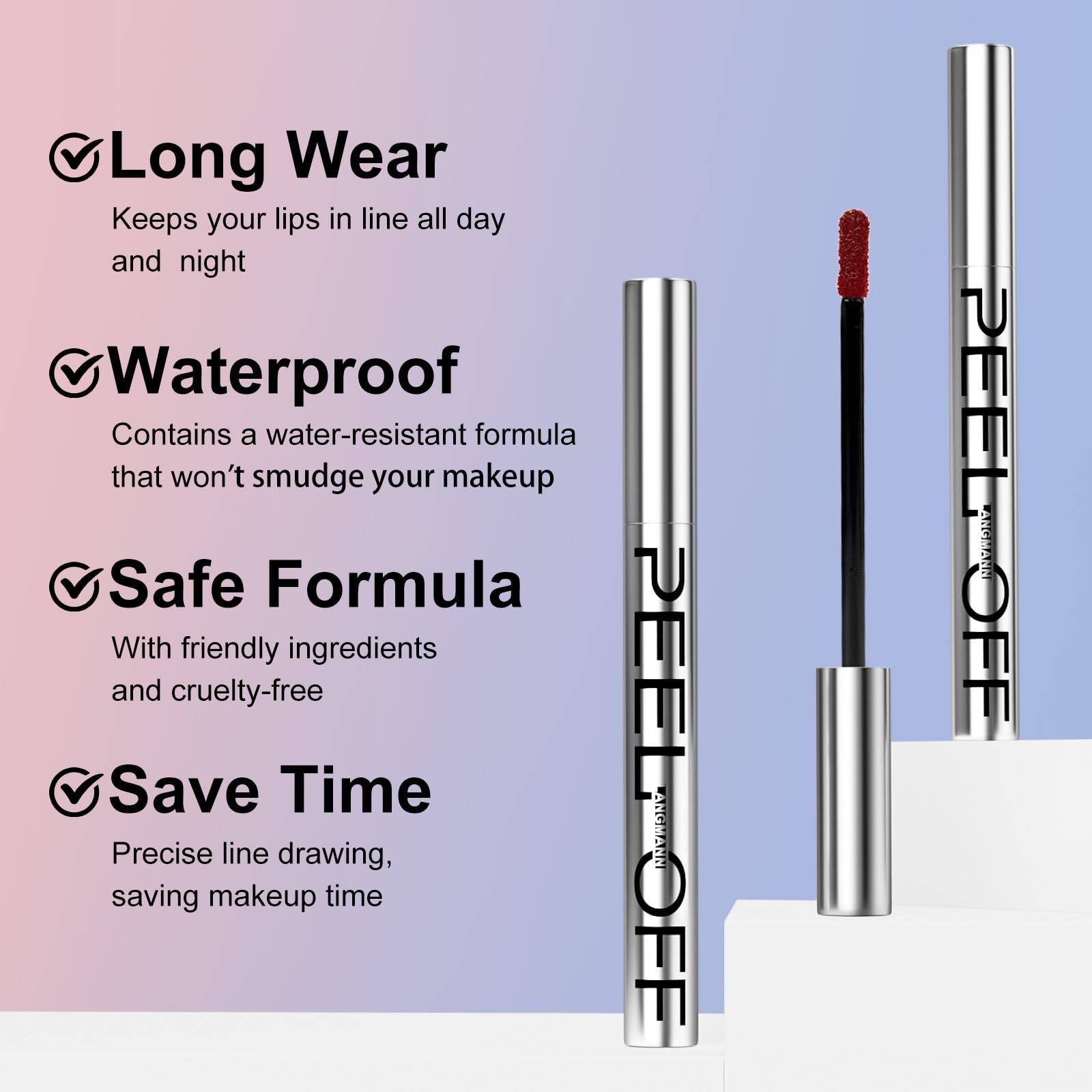 LANGMANNI Chocolate lip liner application highlights bold, defined lips.