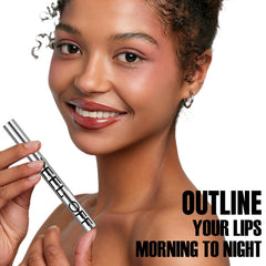 LANGMANNI Chocolate lip liner swatch provides deep definition with smudge resistance.