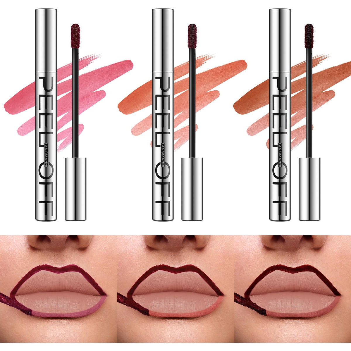 LANGMANNI Nude Pink lip liner swatch shows rich color and a durable matte finish.
