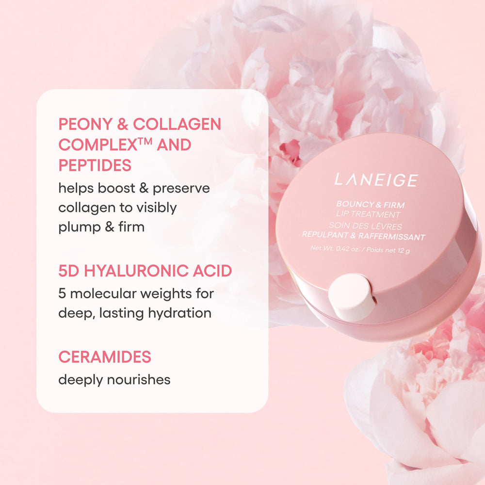 LANEIGE after-glow lips pose, implying improved lip appearance.
