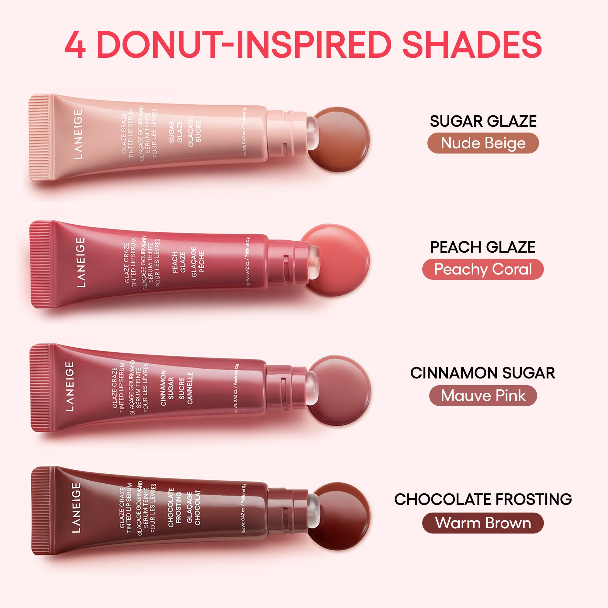 LANEIGE Glaze Craze cuidado diario de labios con pigmentos nutritivos.