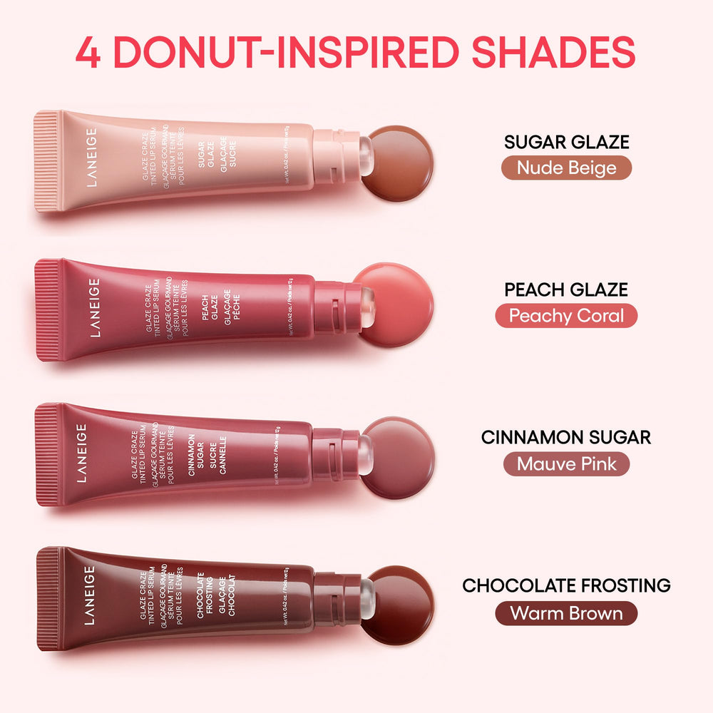 LANEIGE Glaze Craze cuidado diario de labios con pigmentos nutritivos.