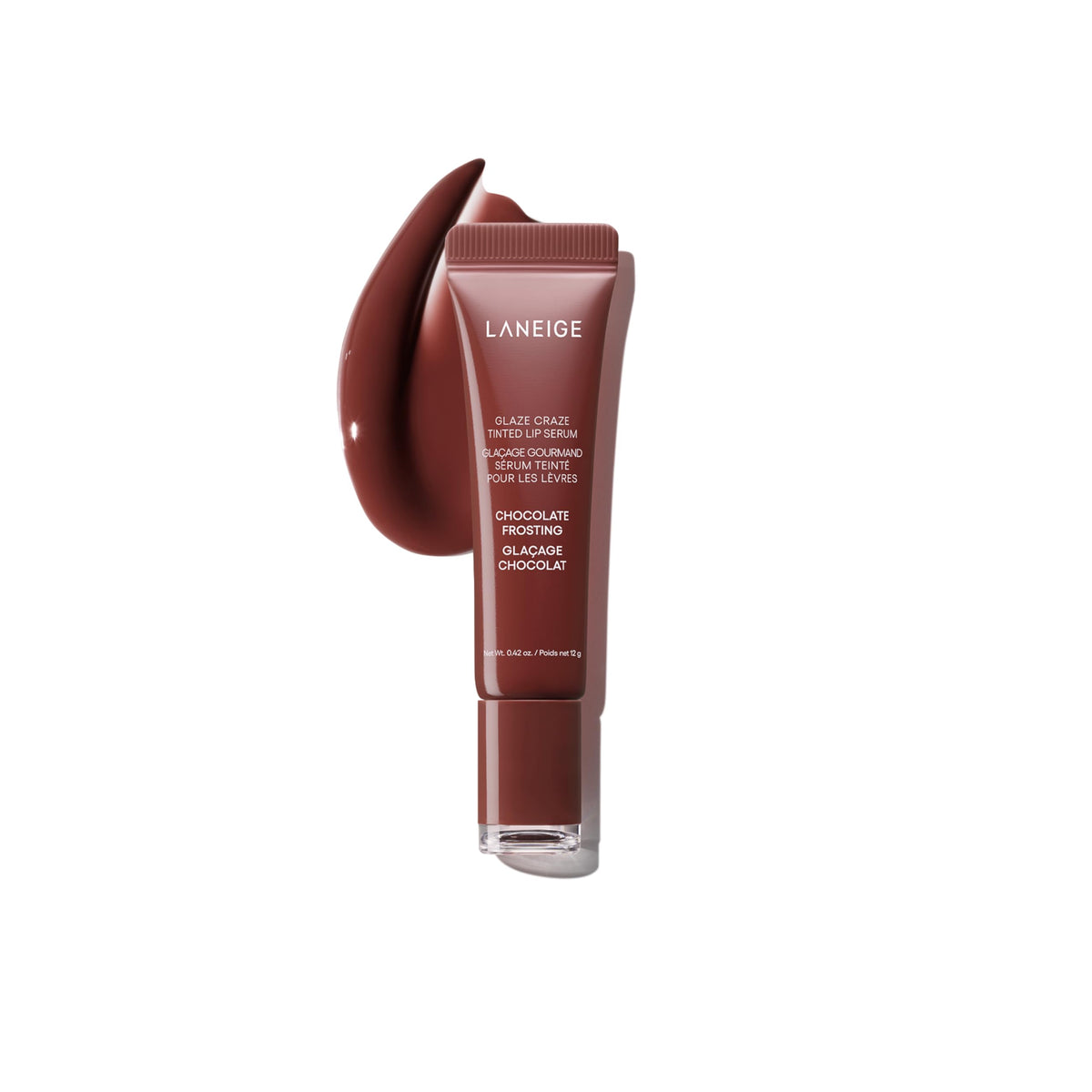 LANEIGE Glaze Craze suero labial chocolate con brillo e hidratación.