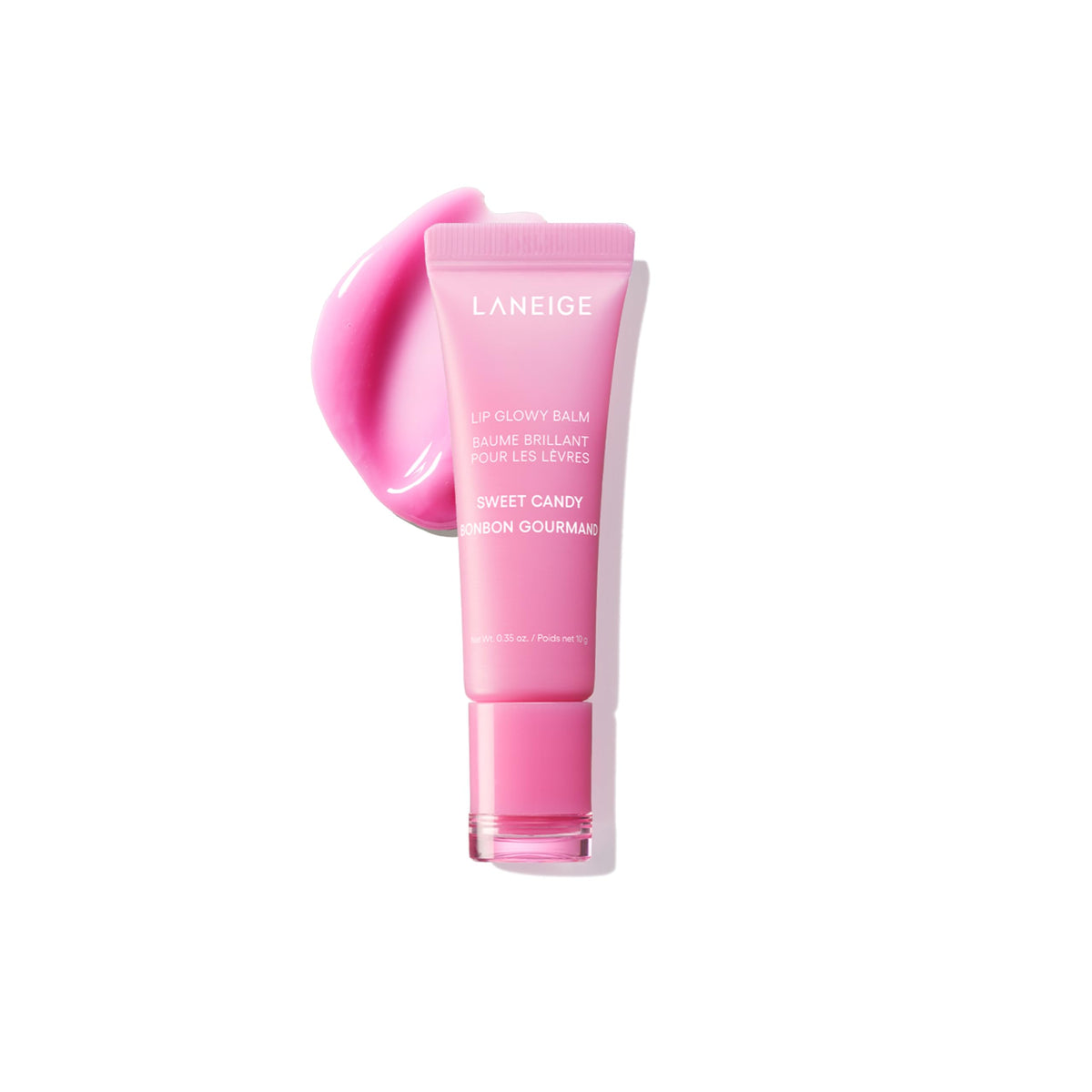 LANEIGE Lip Glowy Balm Sweet Candy envase compacto para retoques diarios.