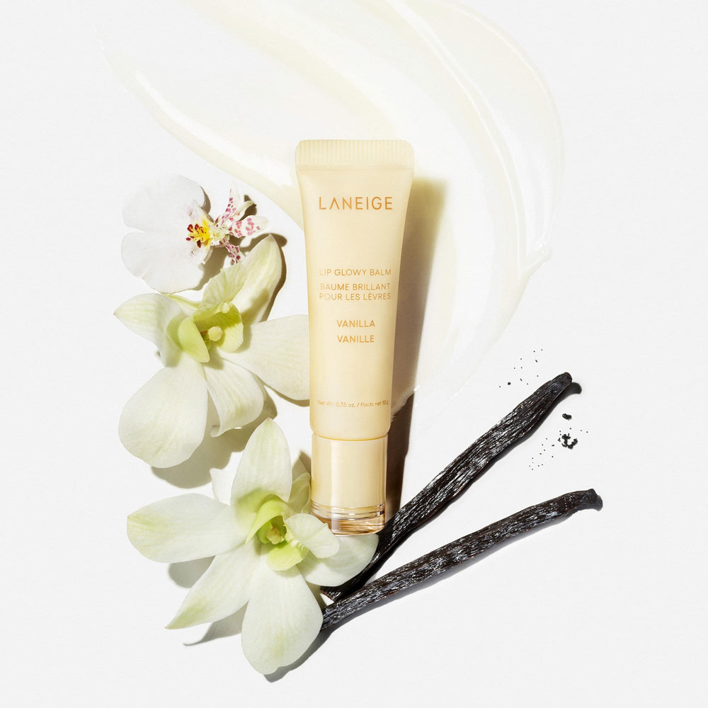 Manteca de karité en LANEIGE Lip Glowy Balm Vanilla para nutrición de labios.