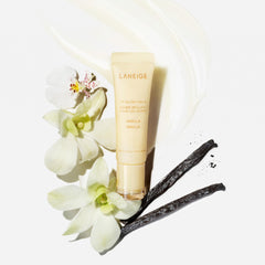 Manteca de karité en LANEIGE Lip Glowy Balm Vanilla para nutrición de labios.