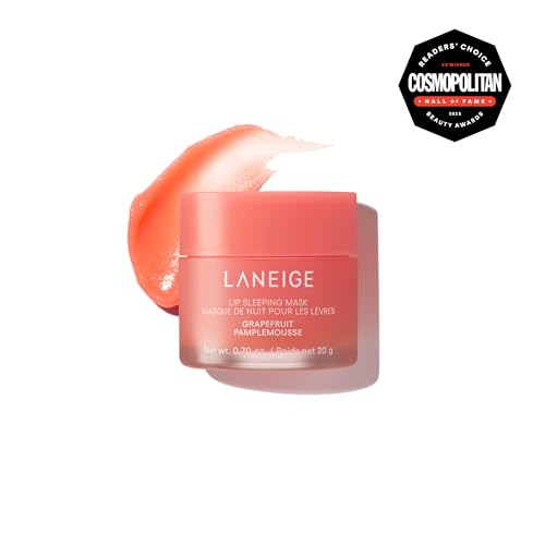 LANEIGE Lip Sleeping Mask grapefruit applicator dip shows easy nightly application.