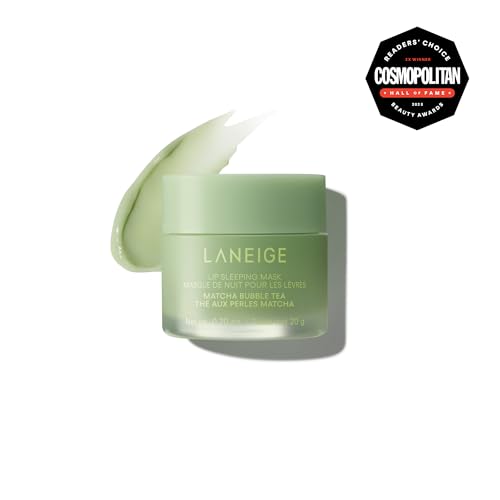 LANEIGE Lip Sleeping Mask Matcha bubble tea packaging with gift-ready pastel tones.