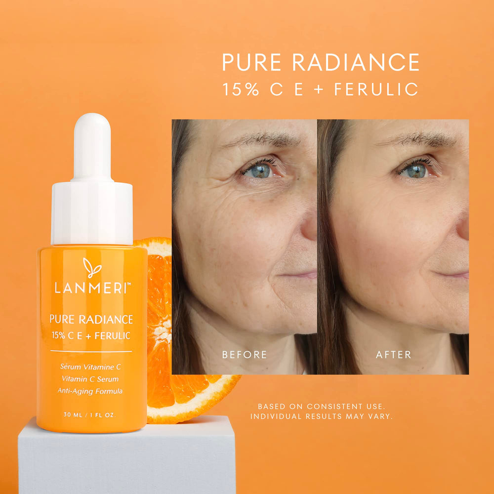 Textura ligera del serum Lanmeri Vitamina C con Ferúlico al contacto.