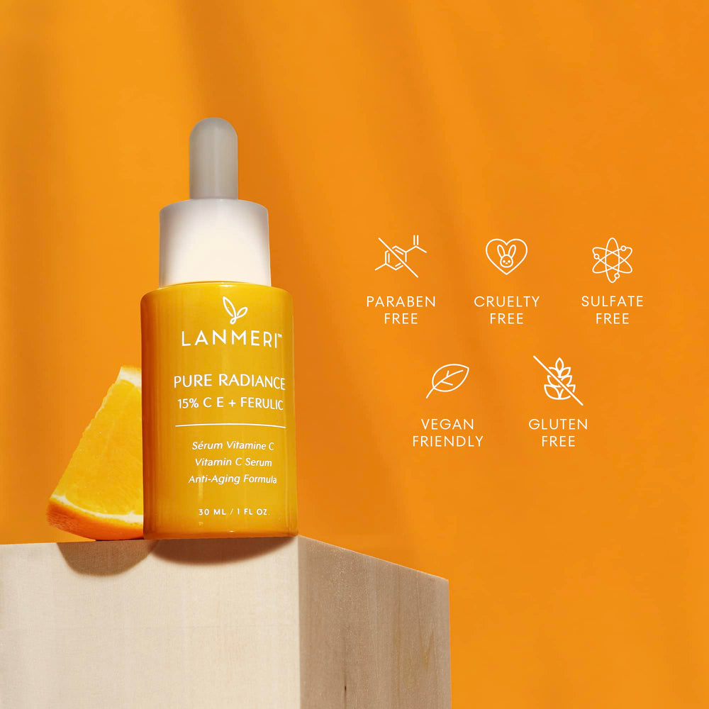 Tono más uniforme gracias al serum Lanmeri Vitamina C con Ferúlico.