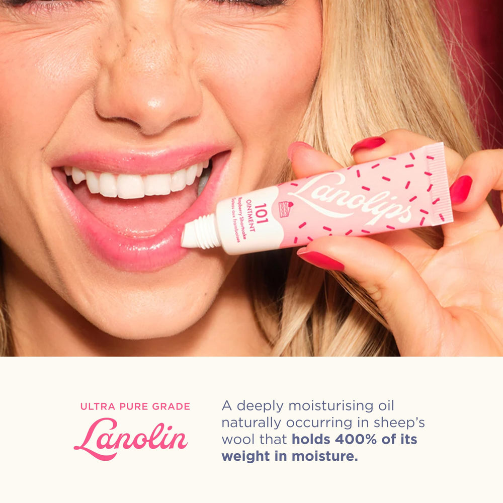 Lanolips 101 Ointment Raspberry Shortcake, textura cremosa que hidrata por horas.