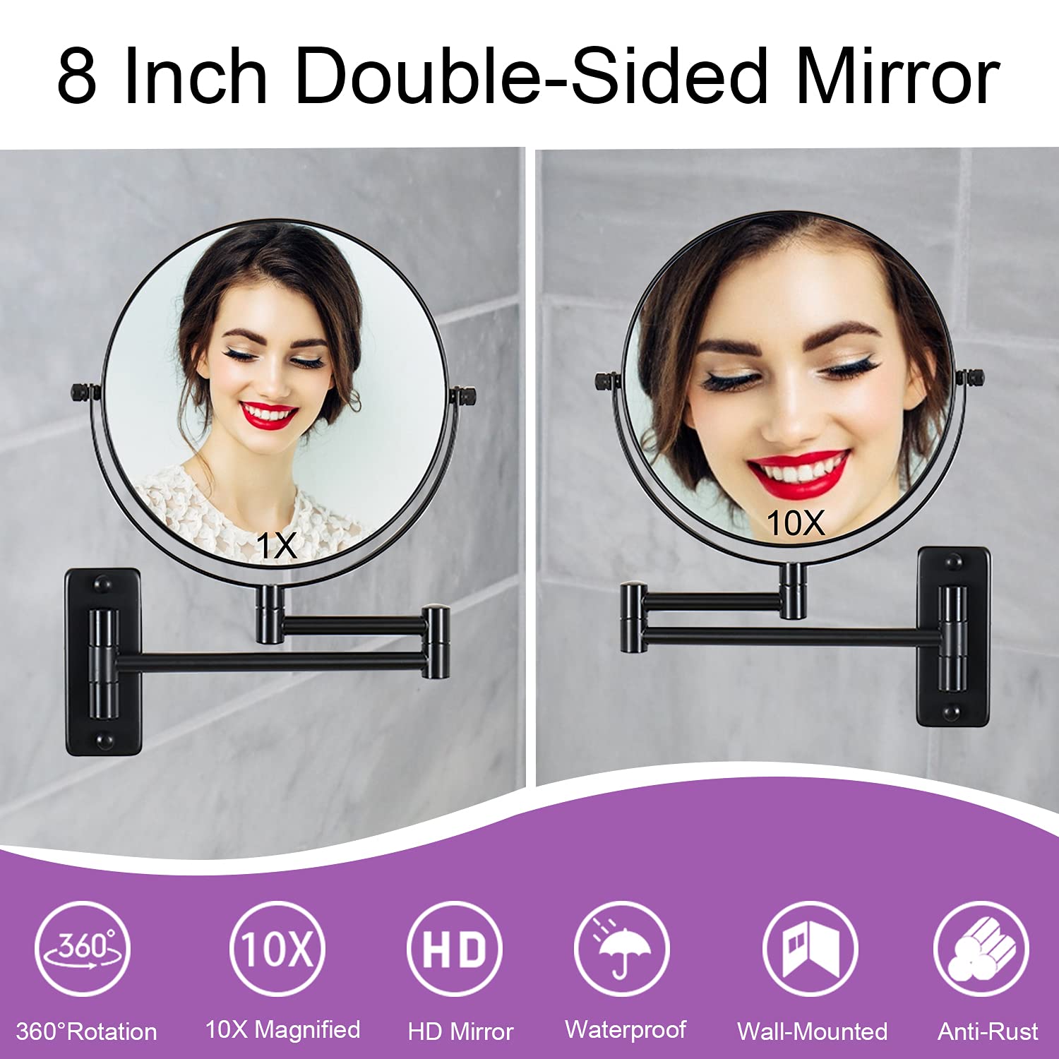 LANSI mirror offers 360-degree rotation for flexible viewing at any angle.