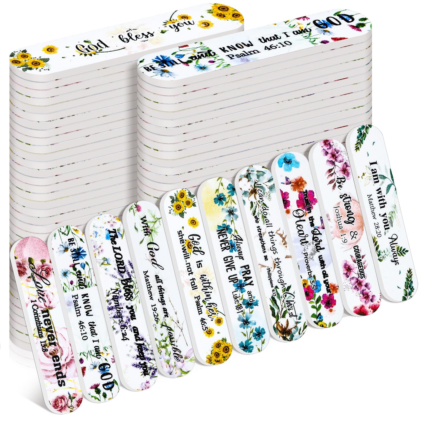 Lanties Christian emery board pack with multiple styles for versatile nail care on the go.