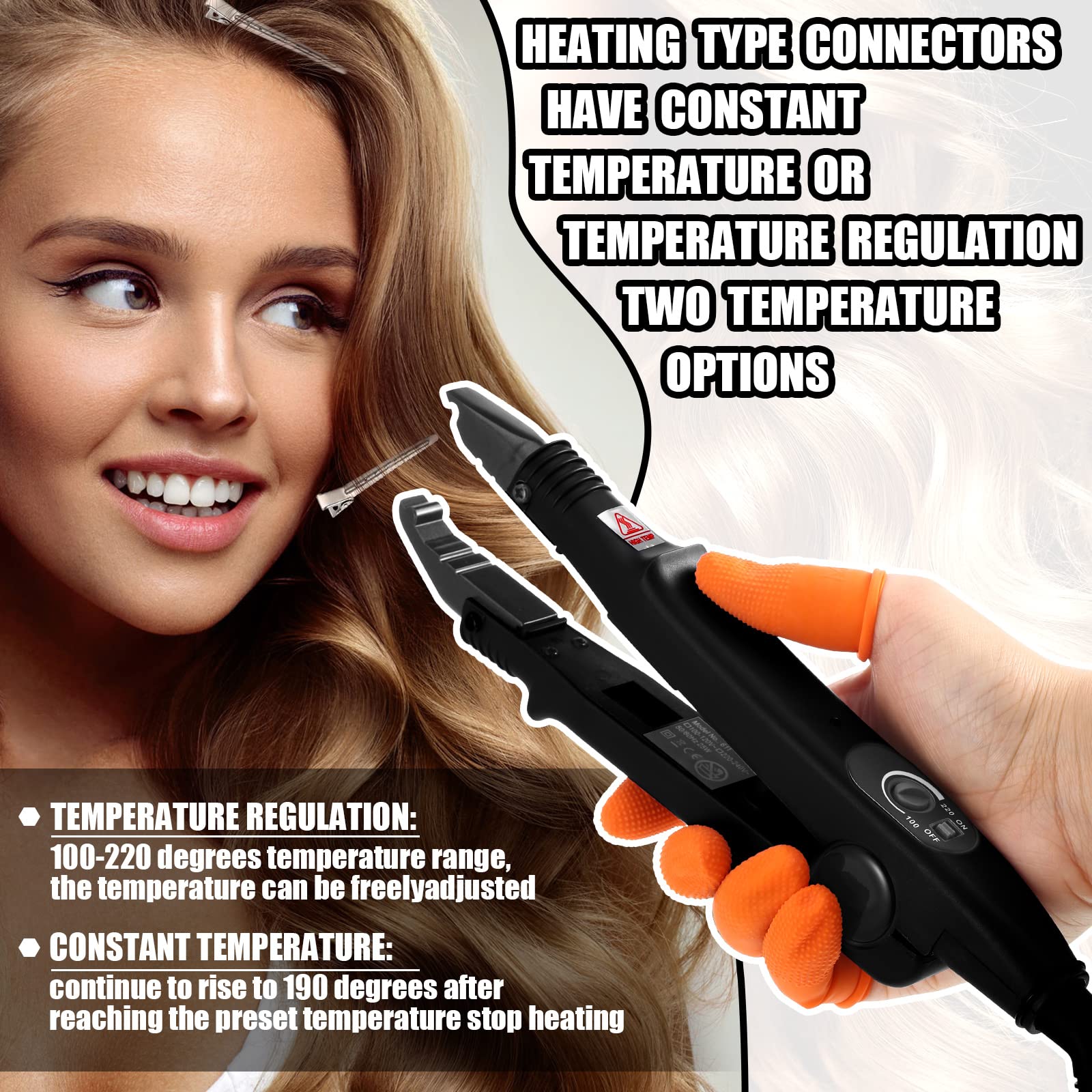 Lanties finger gloves protect hands during heat styling.