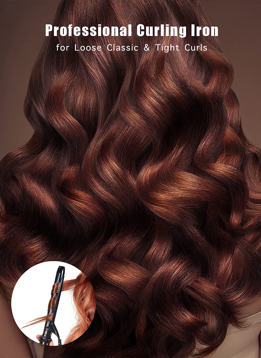 Lanvier curling iron indicating auto shut-off safety feature.