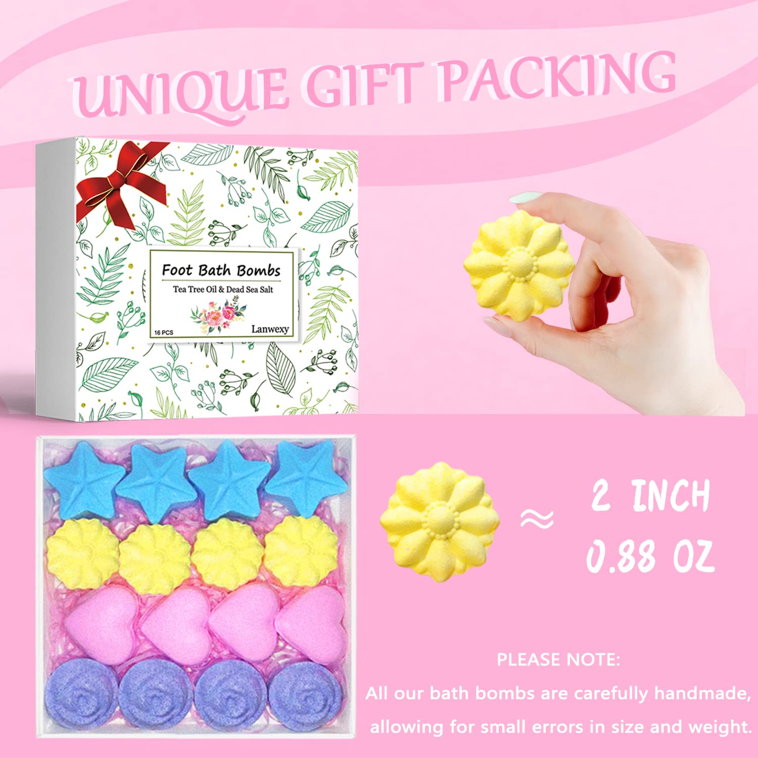 Lanwexy Bombas para Pies: aromas rosa y limón para relajación.