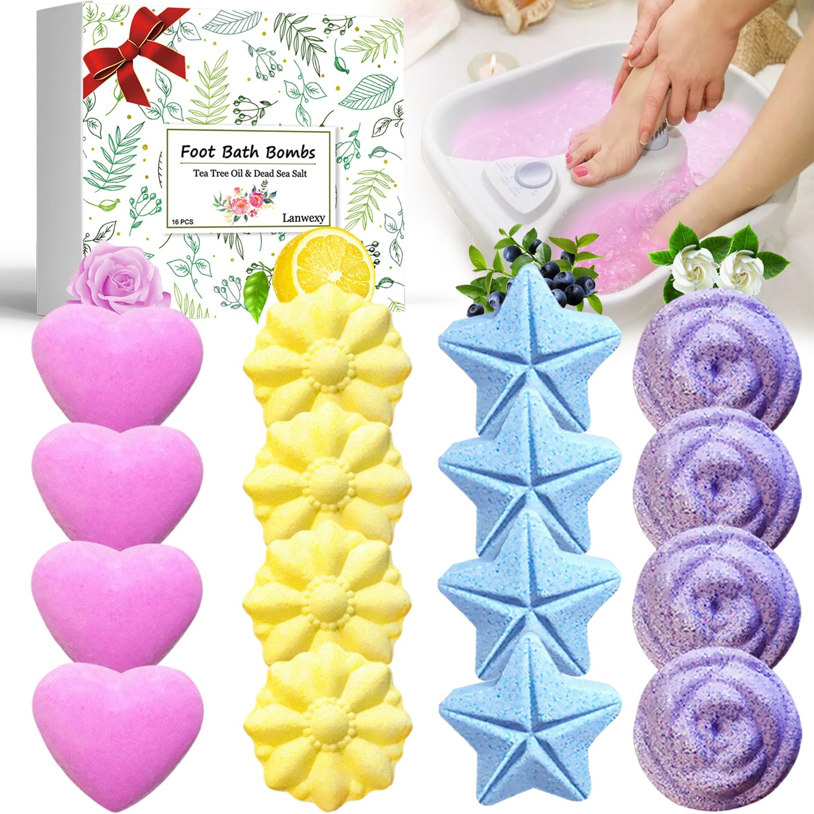 Lanwexy Bombas para Pies: burbujas coloridas para spa en casa.