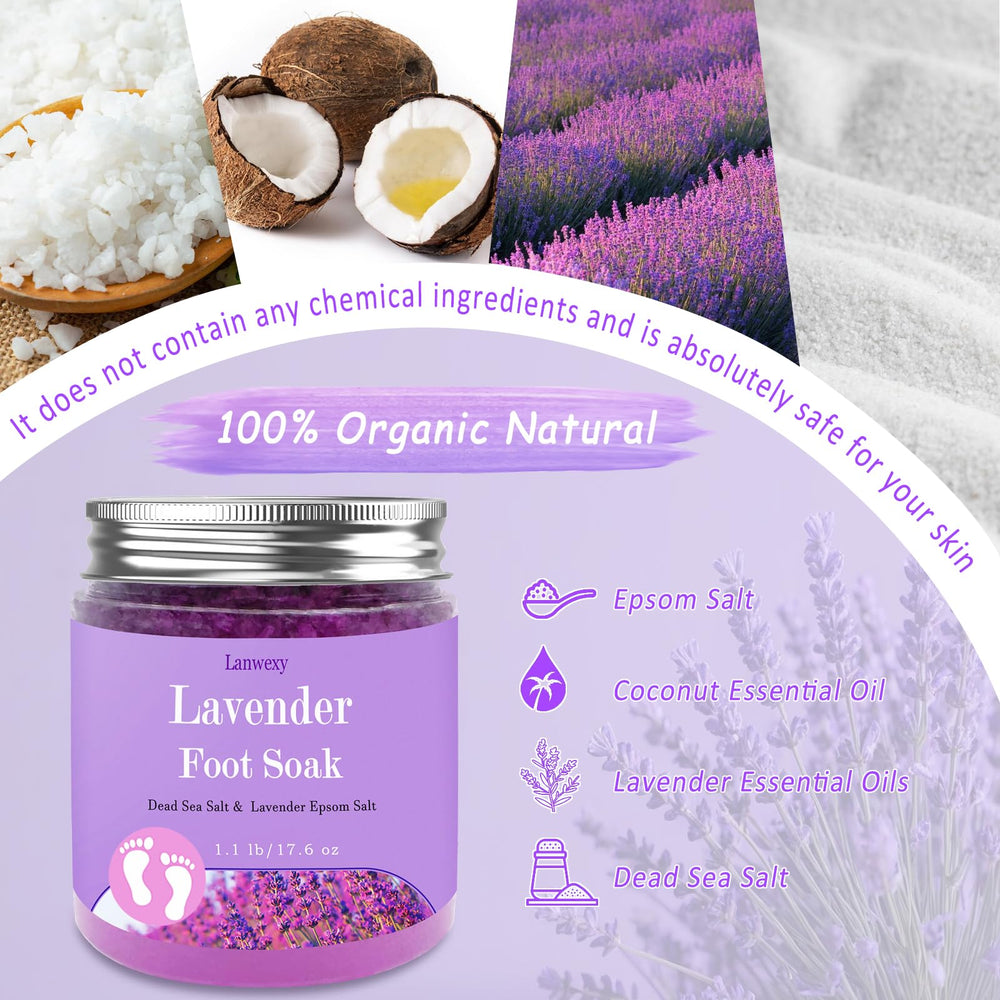 Lanwexy Lavender Foot Soak bath salts offer deep cleansing and fragrance