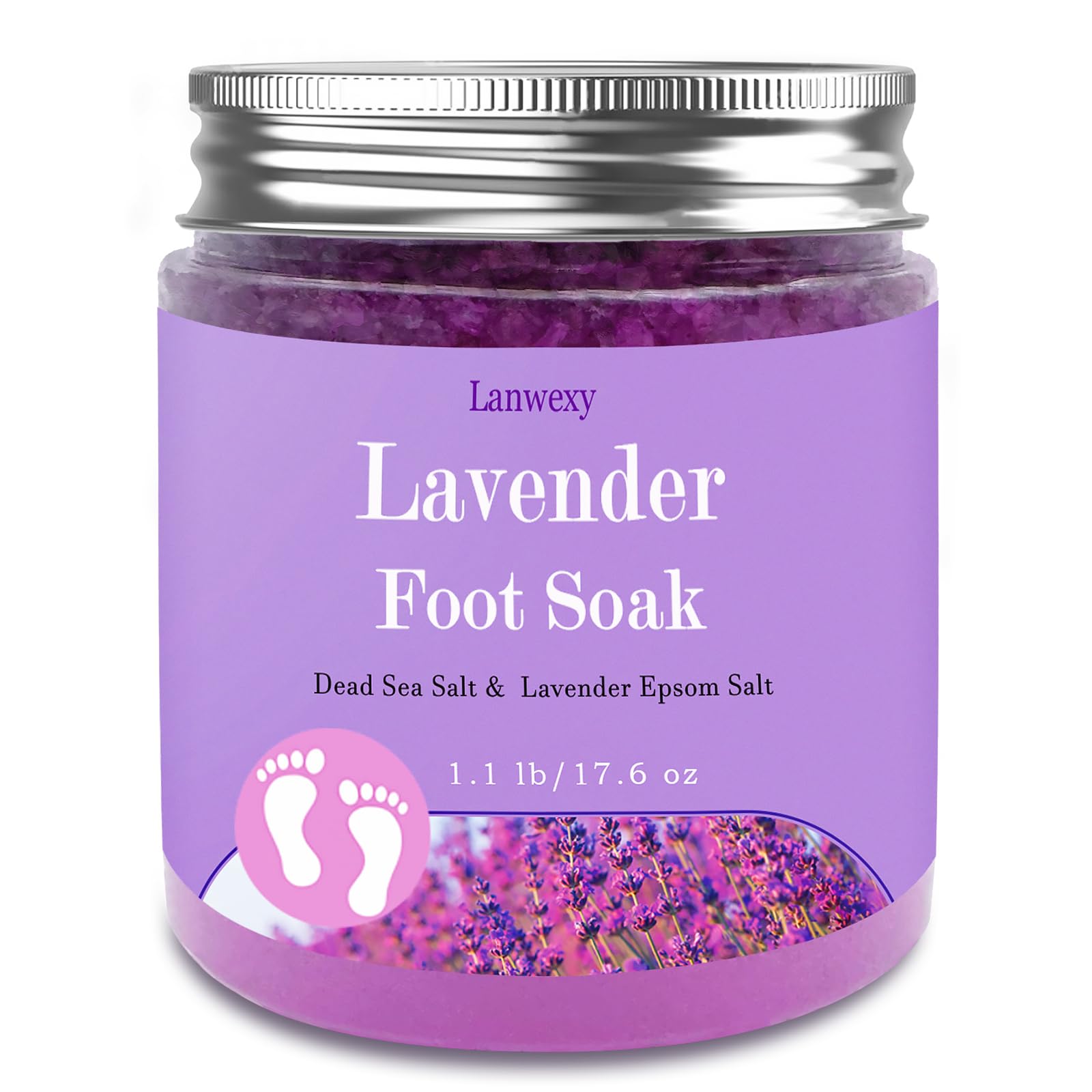 Lanwexy Lavender Foot Soak bottle for spa-like foot care and relaxation