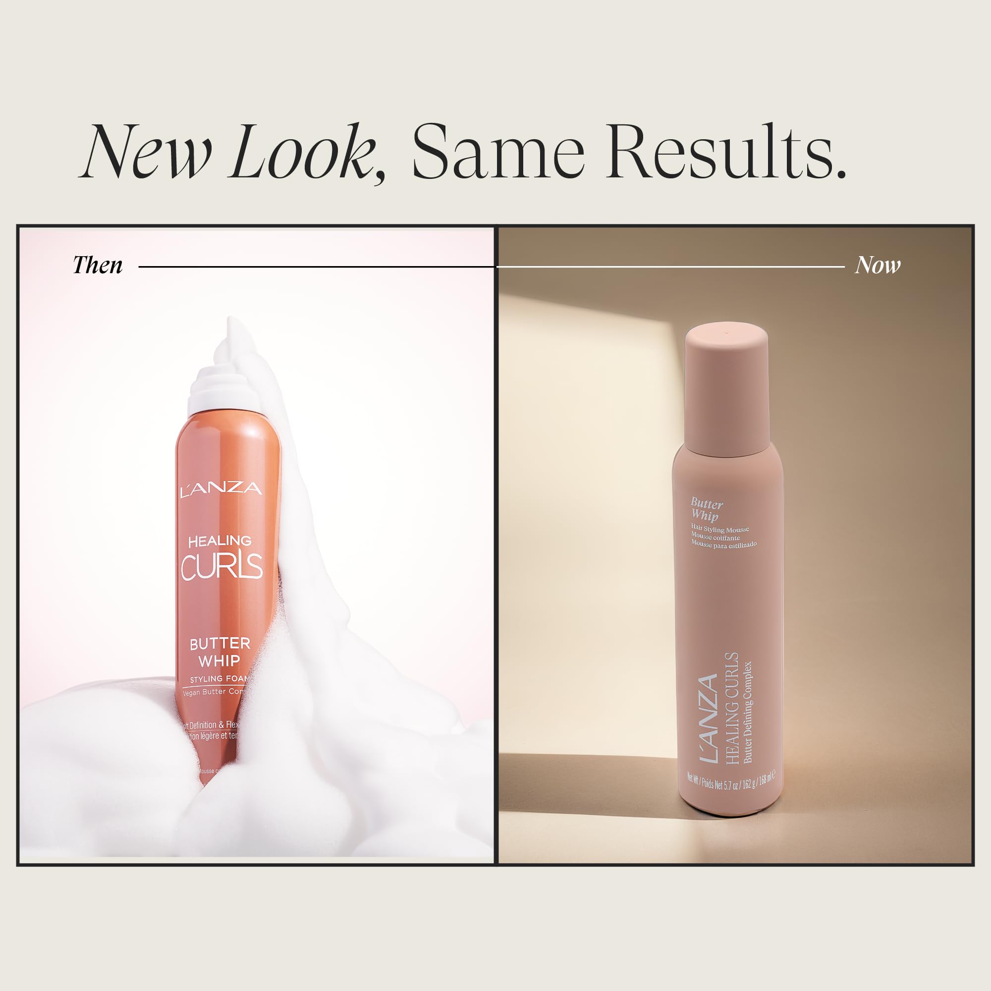 L’ANZA Healing Curls Butter Whip foam dispenser emphasizing lightweight mousse