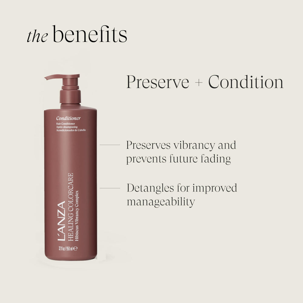 Applying L’ANZA Healing ColorCare Conditioner to damp hair for smooth detangling.