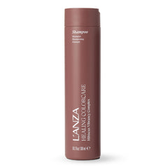 L’ANZA Healing ColorCare Shampoo bottle pouring, color-safe cleansing for vibrant treated hair