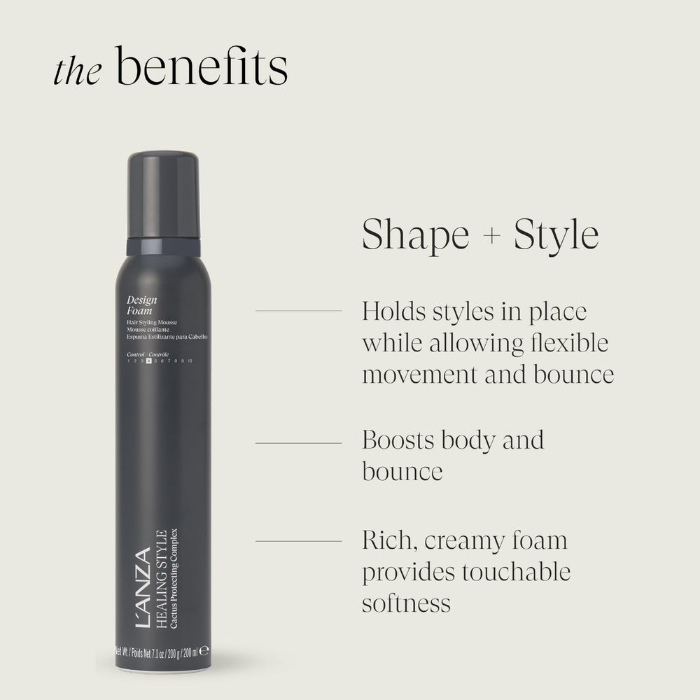 L’ANZA Healing Style Design Foam curls definition with flexible movement.