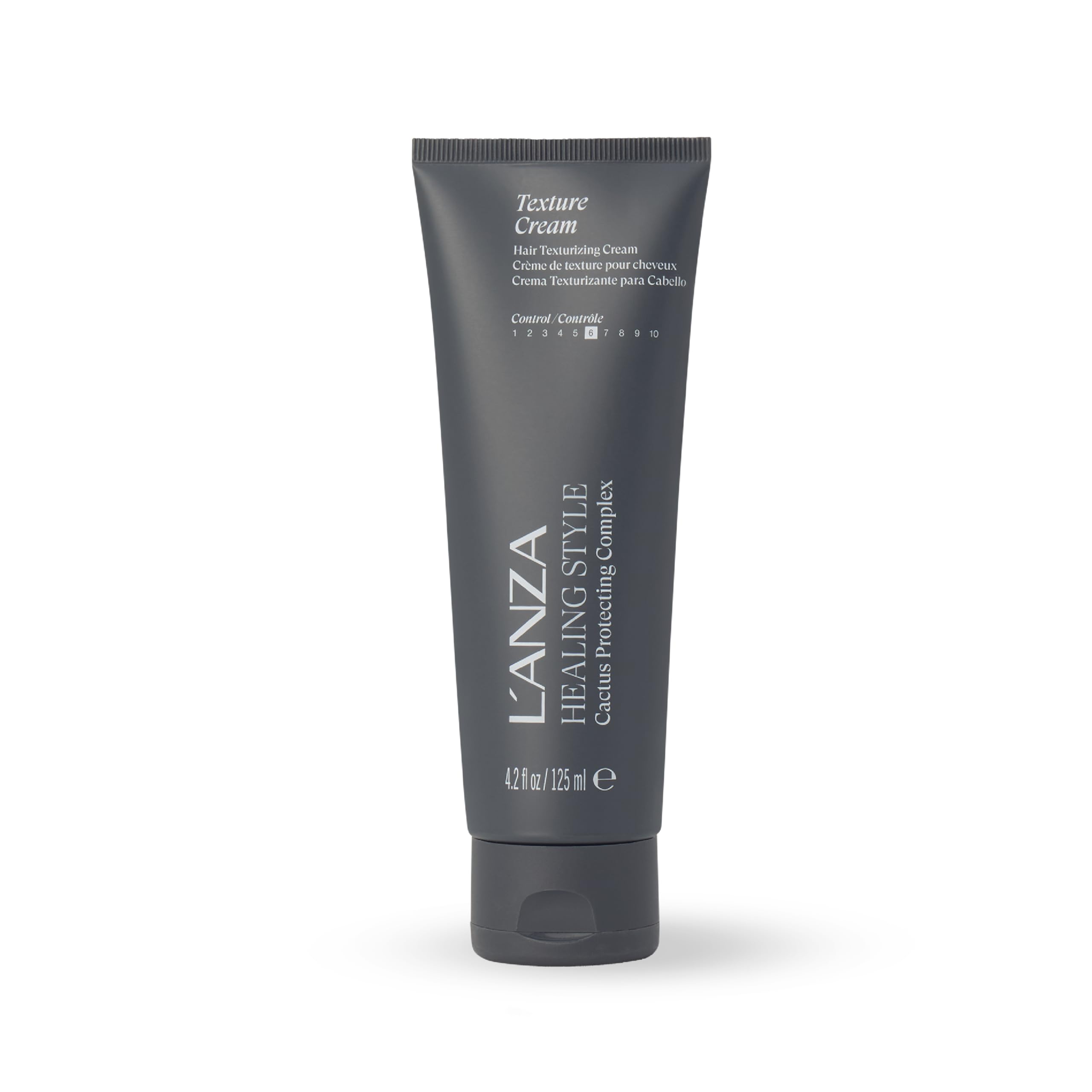 L’ANZA Healing Style Texture Cream bottle showing medium hold for flexible styling.