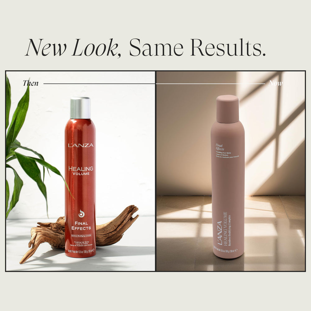 L’ANZA Healing Volume Final Effects spray-dispense demonstrates even mist for volume.