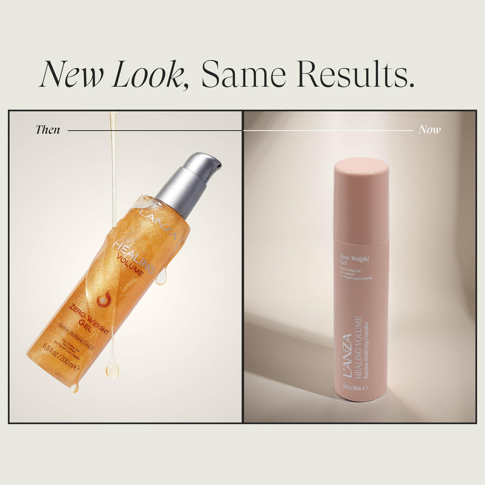 L’ANZA Healing Volume Zero Weight Gel texture close-up showing flexible hold.