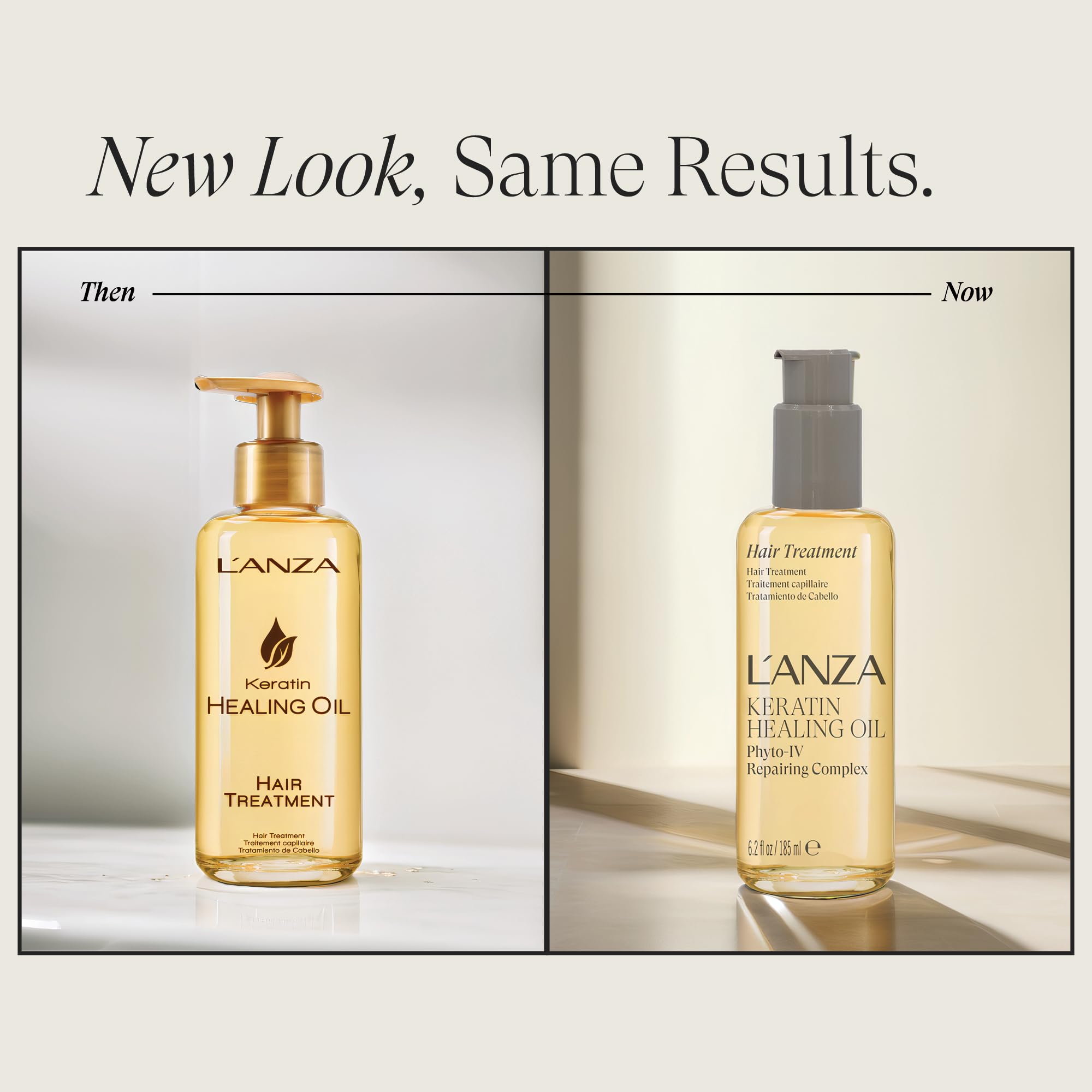 L'ANZA Keratin Healing Oil bottle back view highlighting ingredients and usage tips.