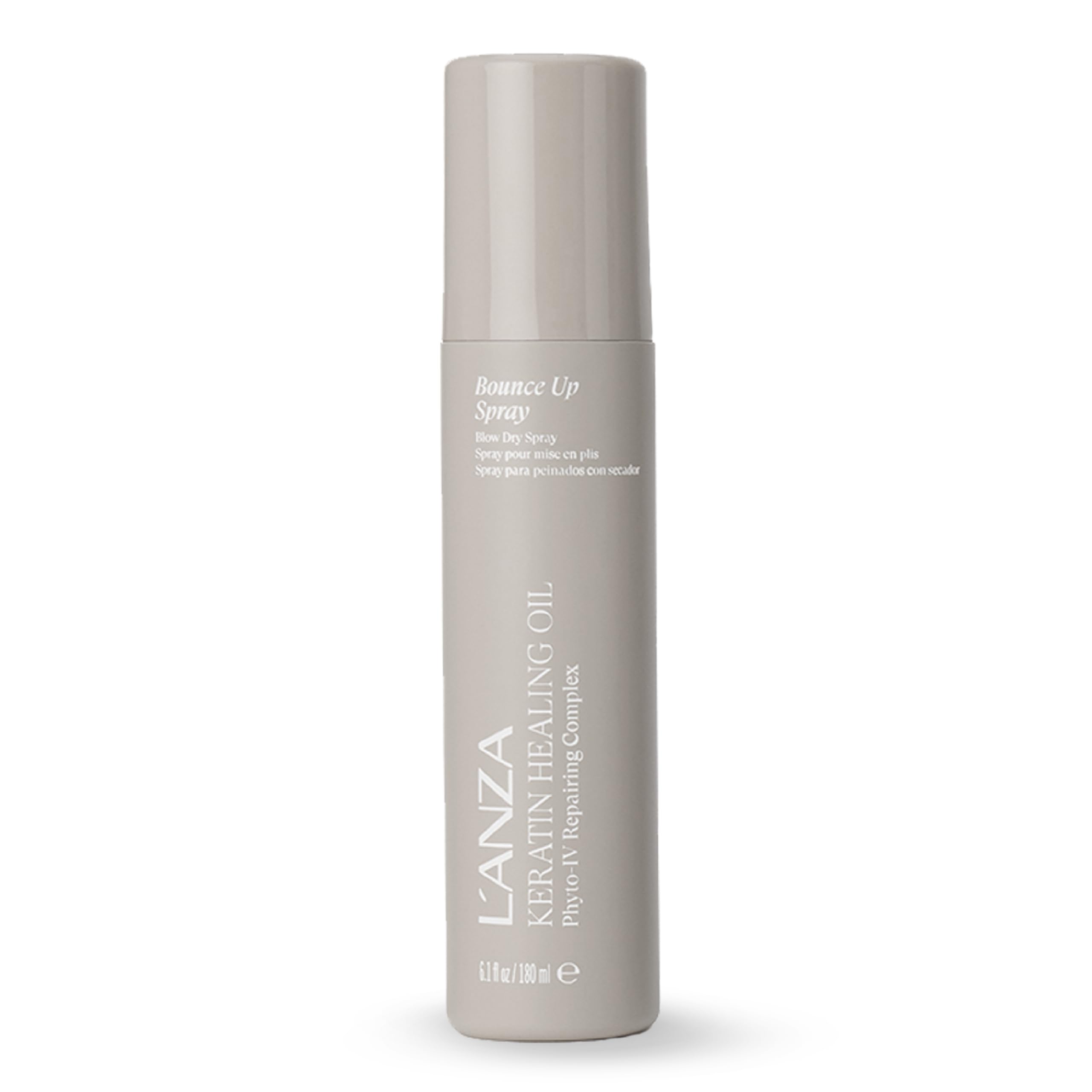 L’ANZA Keratin Healing Oil Bounce Up bottle shows weightless lift and shine