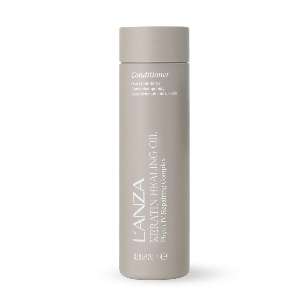 L’ANZA Keratin Healing Oil Conditioner bottle for deep moisture and shine.