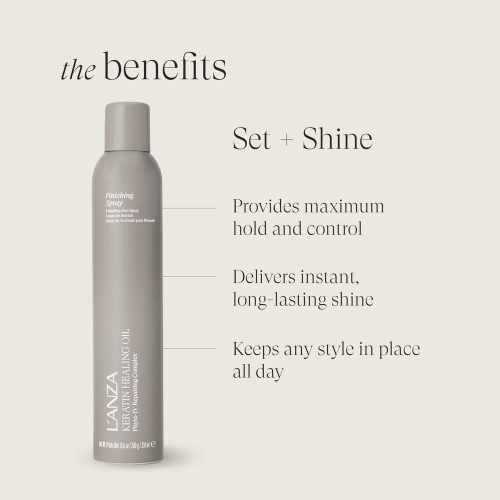 L’ANZA Keratin Healing Oil Finishing Spray adds brilliant shine without stiffness