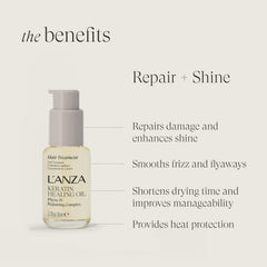 L’ANZA Keratin Healing Oil liquid texture catches light for radiant shine.
