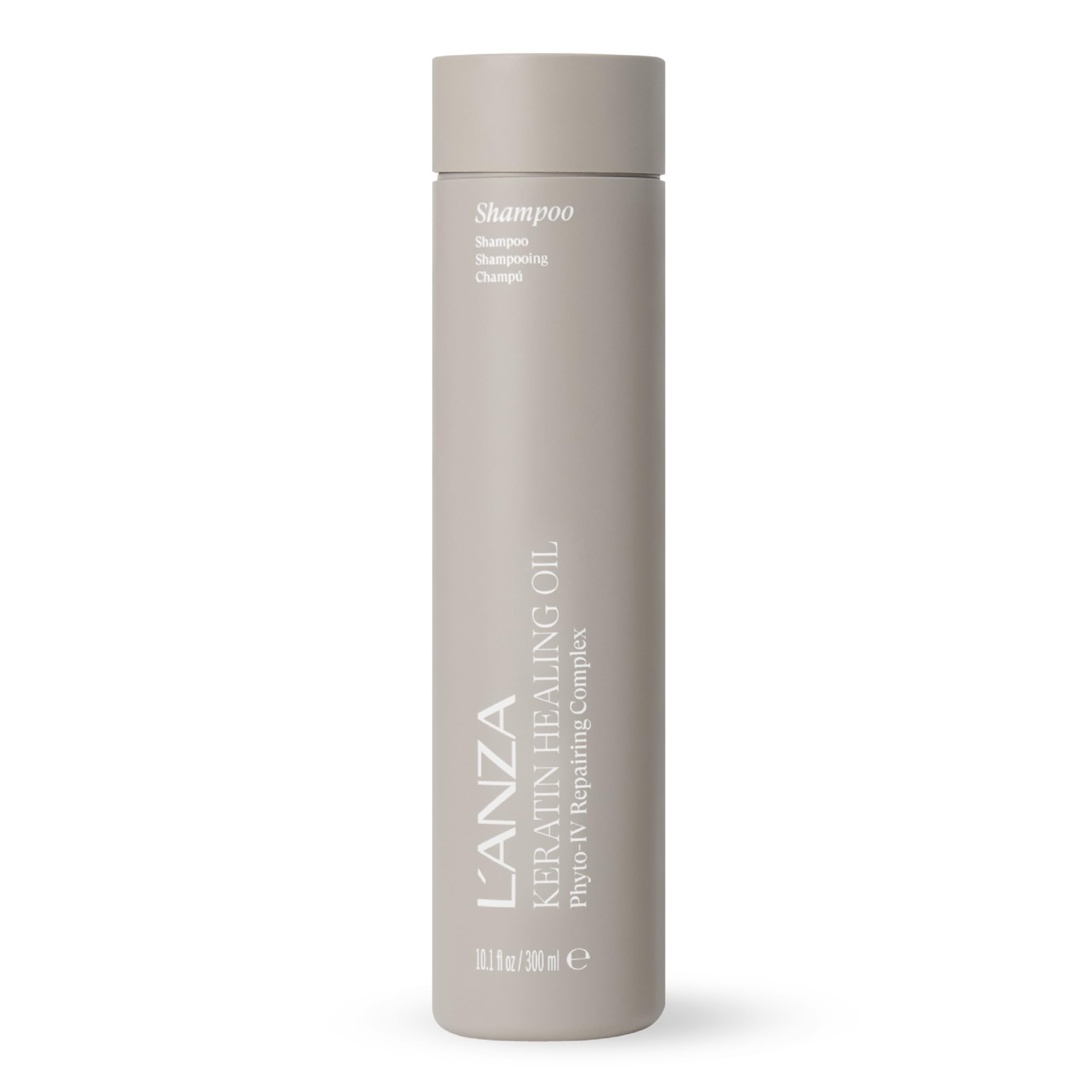L’ANZA Keratin Healing Oil Shampoo bottle showing a hydrating cleanse.