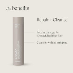L’ANZA Keratin Healing Oil Shampoo on hair delivering shine and smoothness.